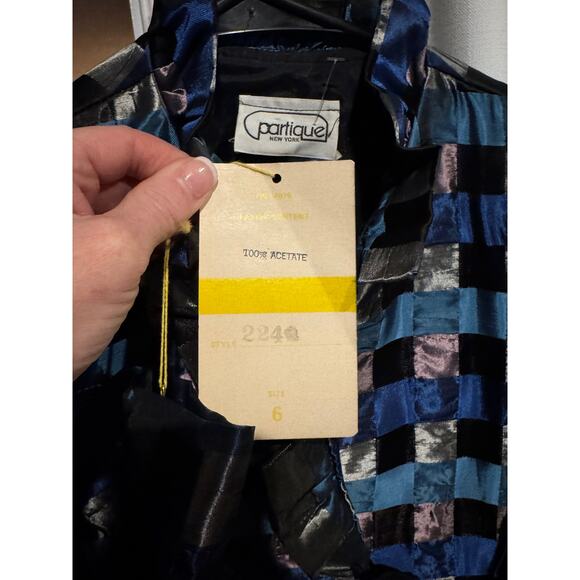 NWT Vintage Partique Inc Dorothy Farinae Blue Check Taffeta Jacket size small - Picture 13 of 14